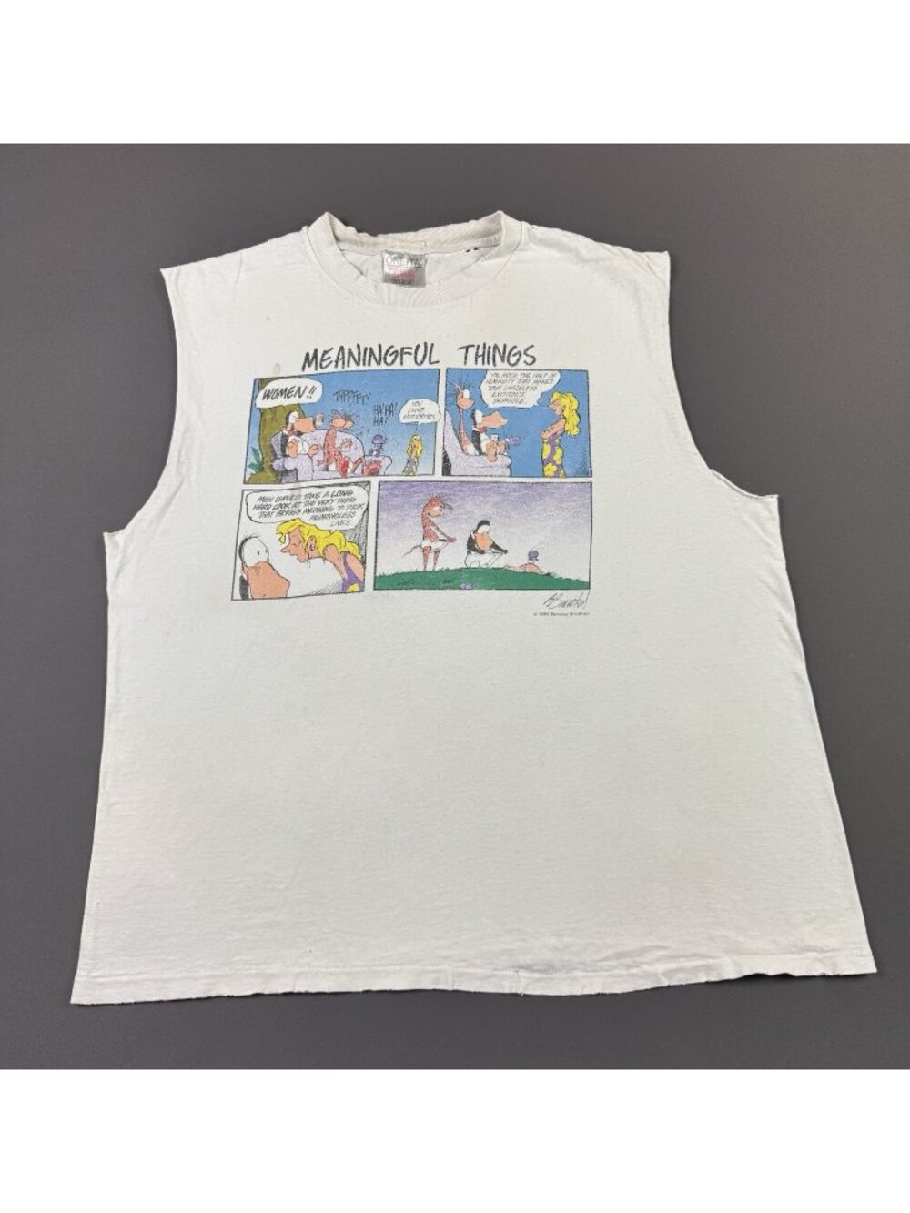 Vintage 90s Oneita Berkeley Breathed Comic Art Funny Meaningful Things Humor Fun
